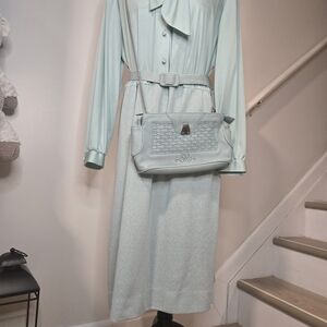 Elegant Turquose Blue Green TIFFANY Color Midi Dress Skirt by DIANE ROBERTS